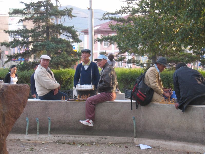 Chess players in the park