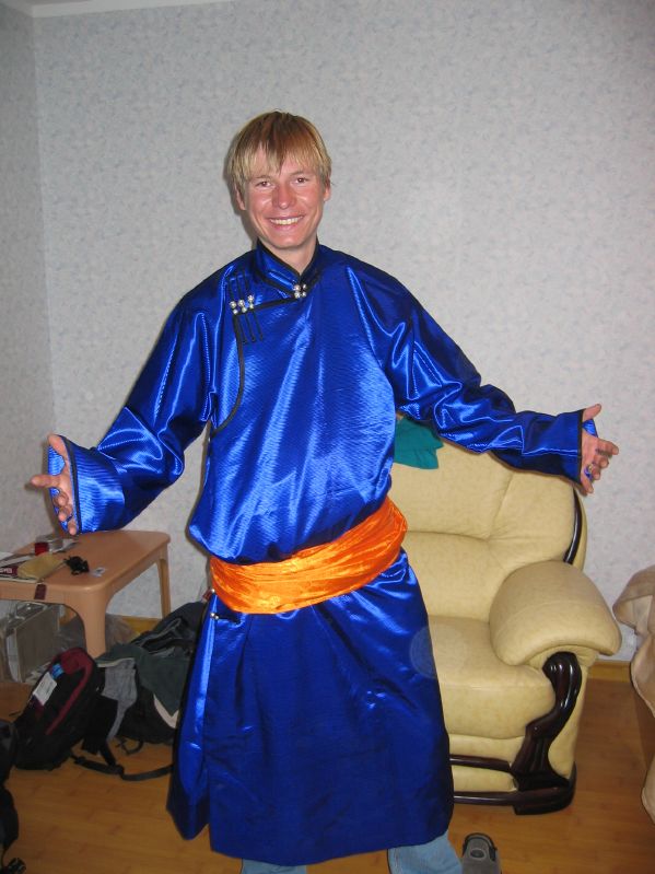 Thomas in a traditional Mongolian Dress