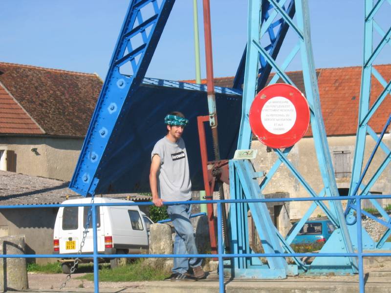 David operating the bridge