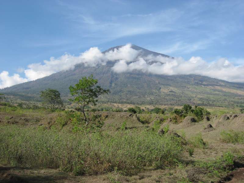 Mount Rinjani in the clouds