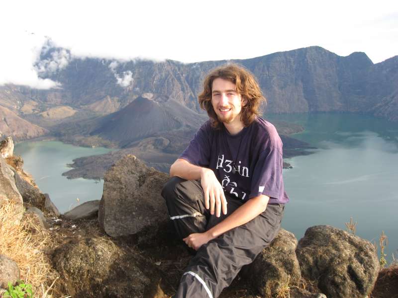 David on the other side of the crater rim