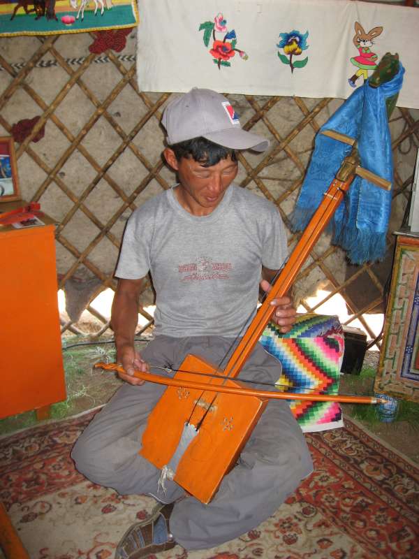 Darhanbaatar playing the Horse Head Fiddle