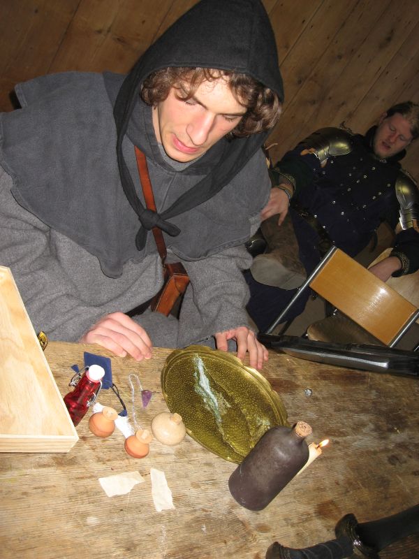 The magician blesses our weapons