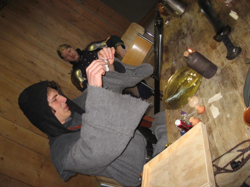 The magician blesses our weapons